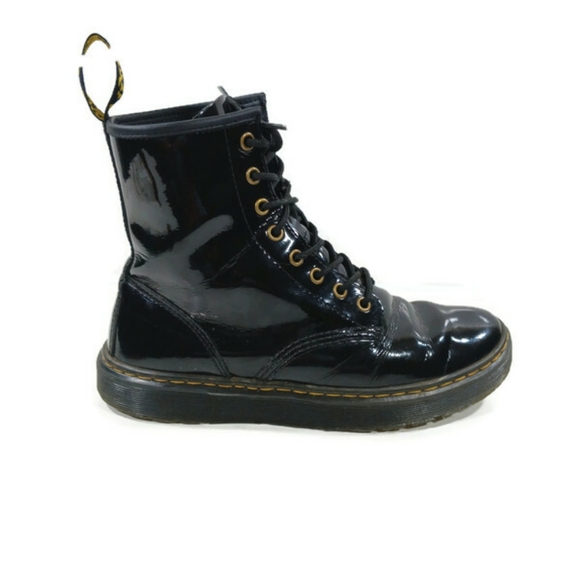 Dr. Martens Zavala Combat Boots Patent Leather Lace Up Size 9L/8M UK7/EU41 - Picture 8 of 11